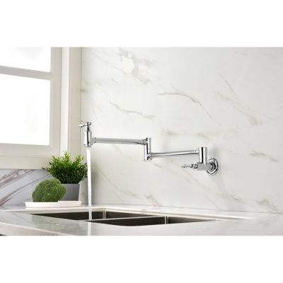 Robinet de remplissage de pot mural - Finition laiton, bras pour remplissage rapide, poignées doubles à contrôle précis de l'eau, surface - accès facile aux pots, corrosion facile