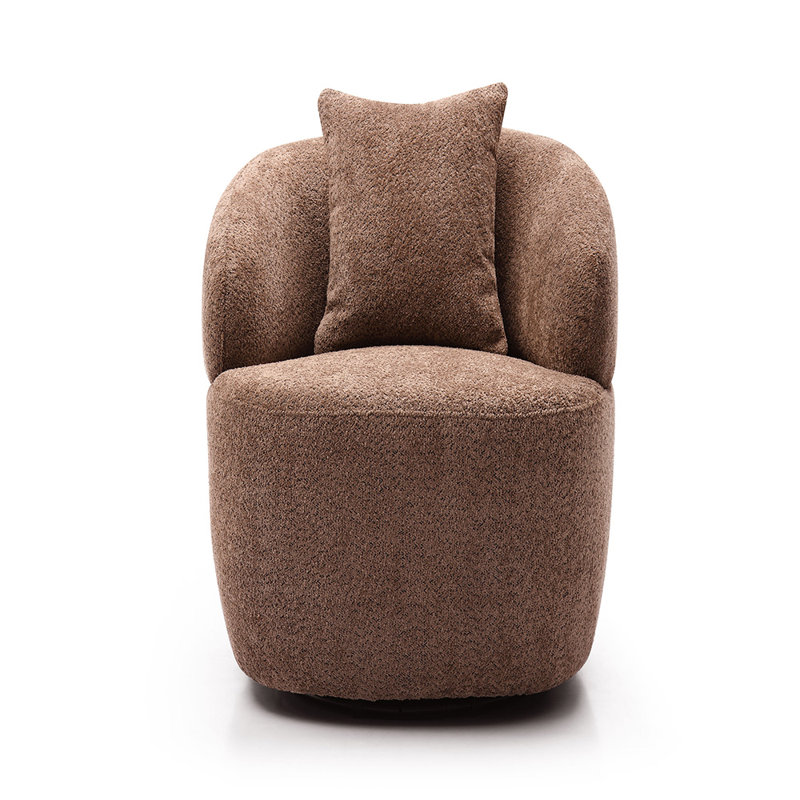 35'' Wide Upholstered Barrel Chair, Brown Fabric