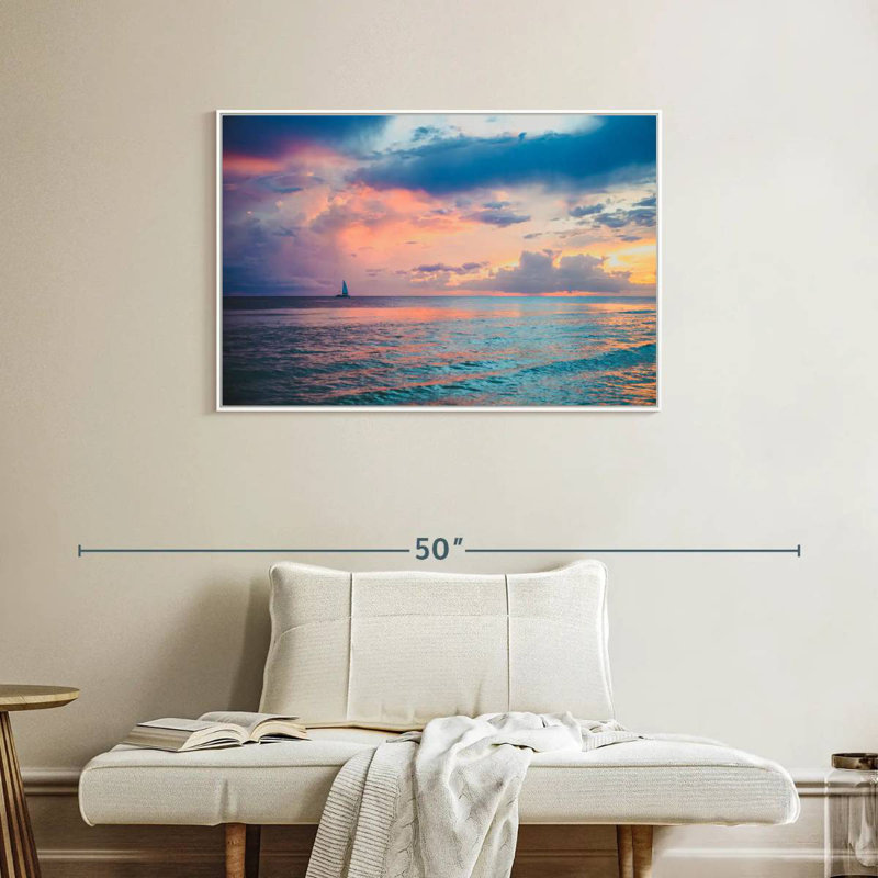 Coucher de soleil au Panama, Cadre flottant blanc, 37 po x 25 po