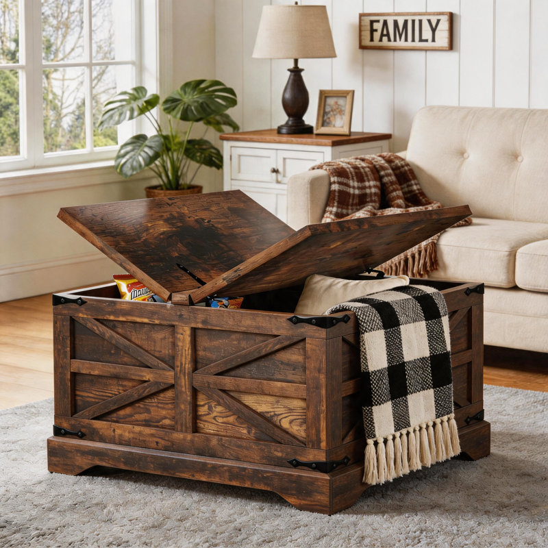 Table basse à plateau relevable carré de 31,1 po Fellsburg, Brun