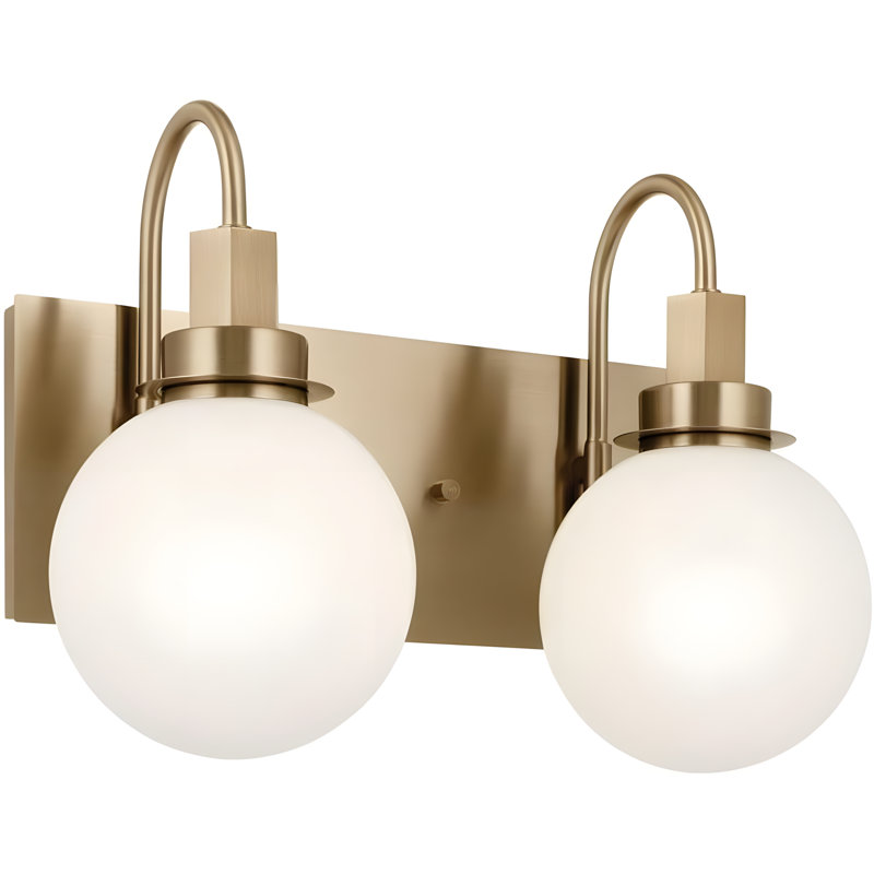 Champagne Bronze 14.25" 2-Light Vanity with Opal Glass