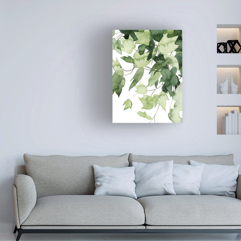 Emerald Green and White Floral Canvas Art, 14" x 19"