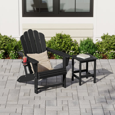 Chaise Adirondack en poly résistant aux intempéries avec table d'appoint Lucus