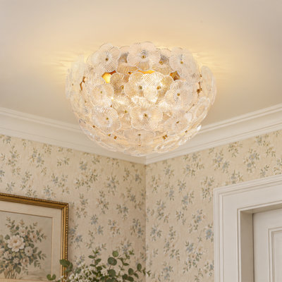3-Light Bowl Floral Glass Flush Mount