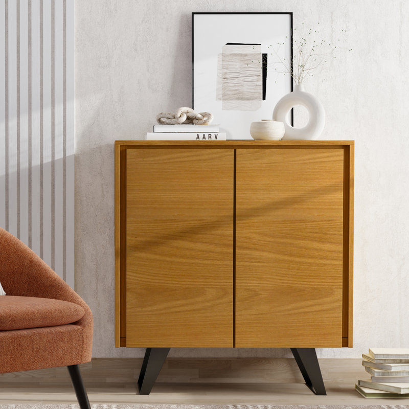 Lowry 2 - Door Rectangle Accent Cabinet, Oak Veneer, 1 Piece