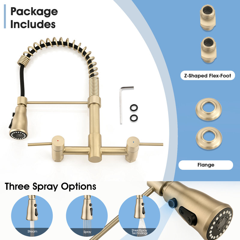 Pull Down Bridge Faucet, Or