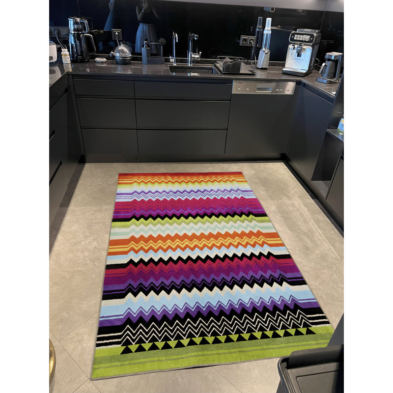 Tapis décoratif moderne multicolore, Tapis de couloir 3 pi 3,37 po x 9 pi 10,11 po