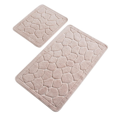 Premium Cotton Bathmat Set (2 Pieces) - Antibacterial, Non-Slip, 19.7 x 23.6 inches & 23.6 x 39.4 inches | 100% Cotton, 1.76 lbs per sq yd | Machine Washable, Luxurious Softness for Bathroom Comfort & Safety