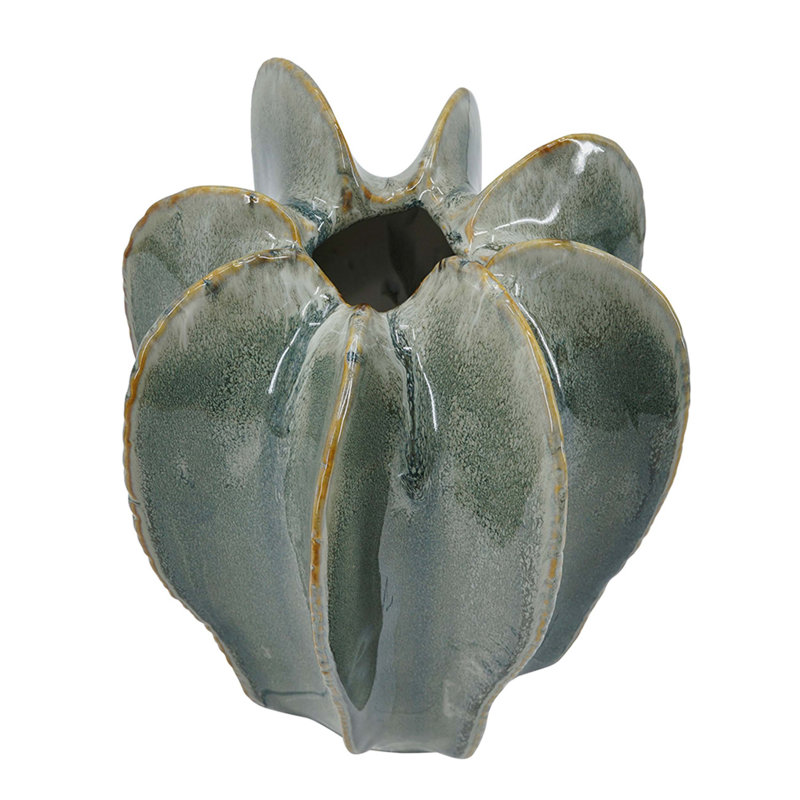 D8.9x12.8 "Sculptural Cactus Vase - Sauge vert