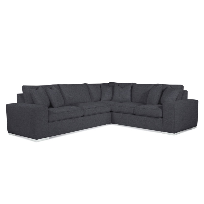 Memphis Sectional, Frost White, Right Hand Facing, Brown Geometric, 0456-33