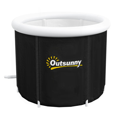 Baignoire glacée extérieure Outsunny, baignoire froide portative extérieure 79 gallons avec couvercle thermo, housse et sac de transport pour la récupération des sportifs et la thérapie par l'eau froide, noir