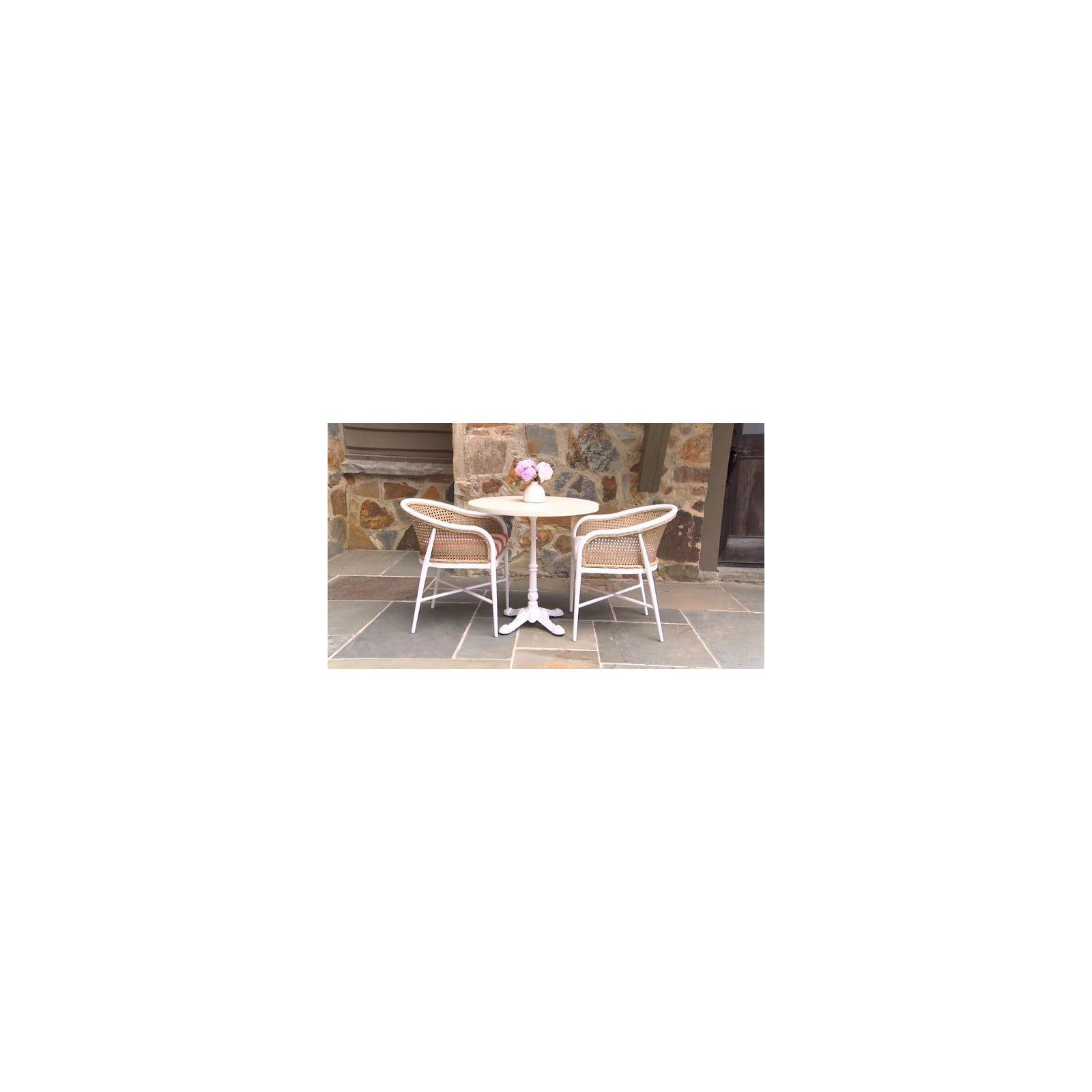 Havana Cane N-Dura Resin Wicker Outdoor Arm Chair, Chalk, No Welt, Natural White