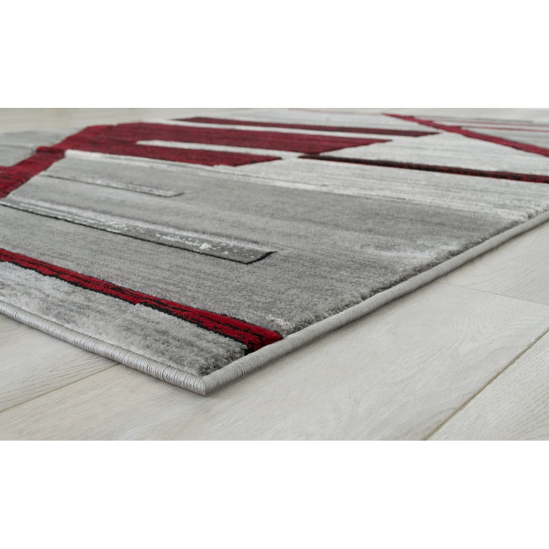 Tapis rouge / gris Diva, Rectangle de 7 pi x 10 pi 5 po