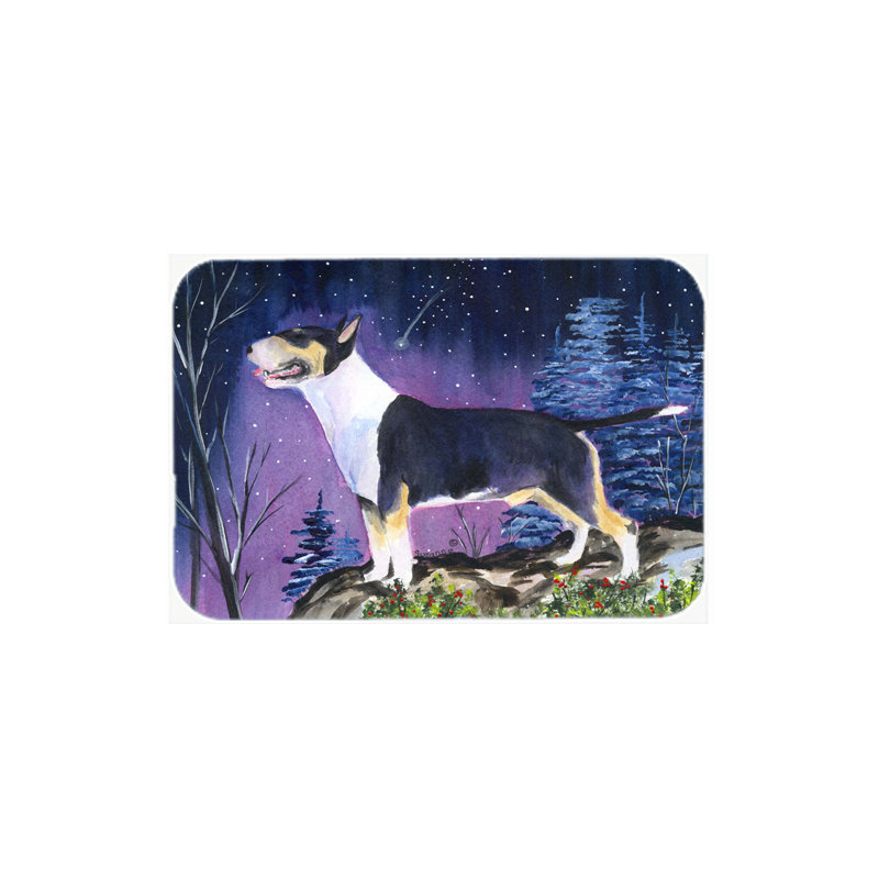 Planche à découper en verre mauve et Bull terrier Winston porter