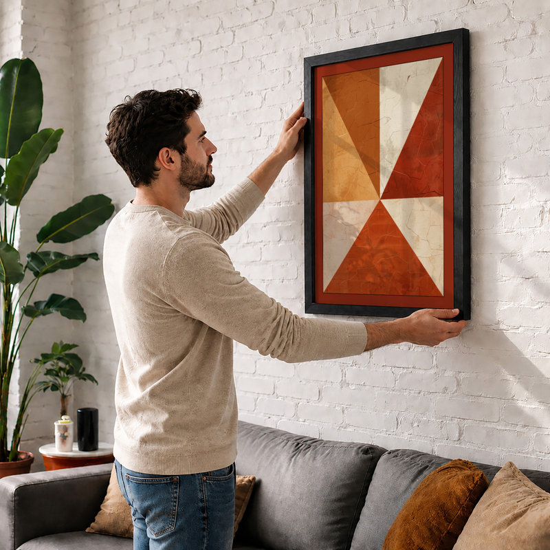 Pinwheel in Rust Geometric - Framed Print, A4 - 29.7 x 21.0 cm, Oak
