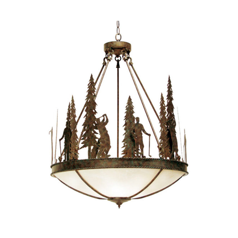 Luminaire suspendu unique à 5 lumières Ironwood, Rouille organique