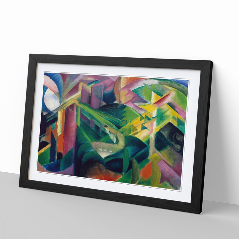 Deer in a Monastery Garden by Franz Marc - Picture Frame Painting, 27cm H x 36cm W x 2cm D, Black Framed