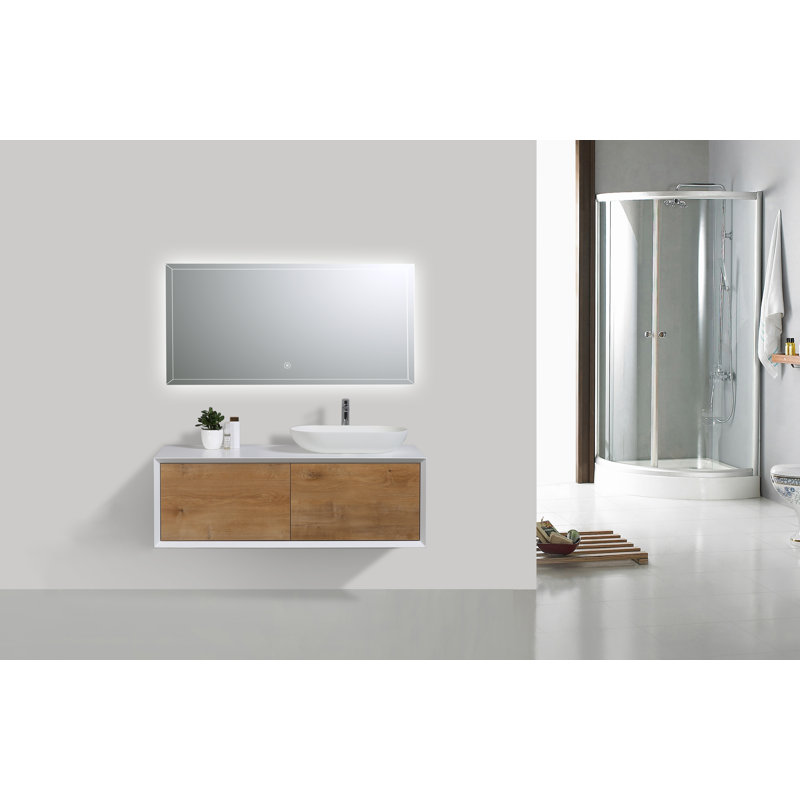 Leffler 47.2 " W Wall Mounted Wall Mounted 1 Single Vanity Bathroom Vanity With Plastic Top
