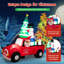 Grand père Noël conduisant une voiture gonflable