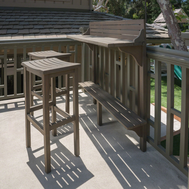 3-Piece Balcony Bar Set With Bottom Shelf Table And 2 Stools Finish