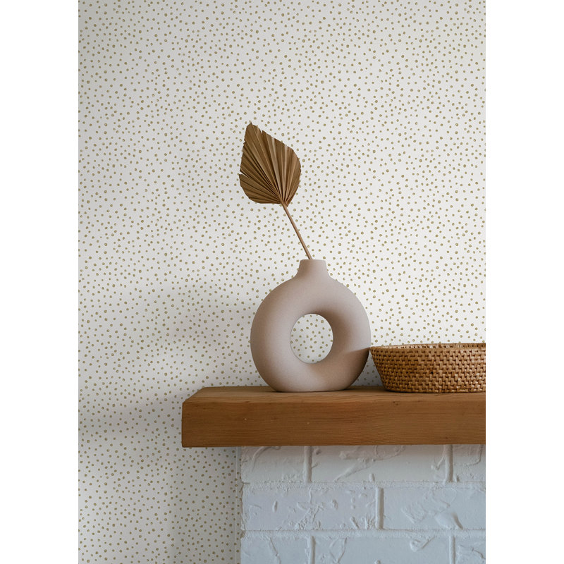 Cassie Gold Petite Polka Wallpaper, White