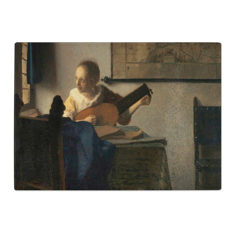 Young Woman with a Lute by Johannes Vermeer Chopping Board, 0.4cm H x 20cm W x 28.5cm L