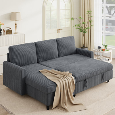 77.2" Upholstered Convertible Sleeper Sofa Bed 