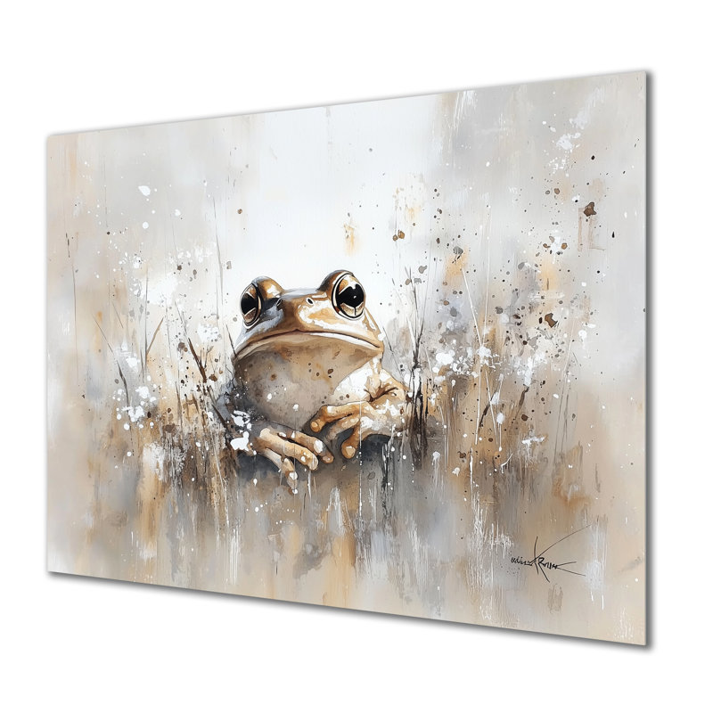 Minimal Frog par l'étang II - animaux, reproduction métallique, H 12 po x l 20 po