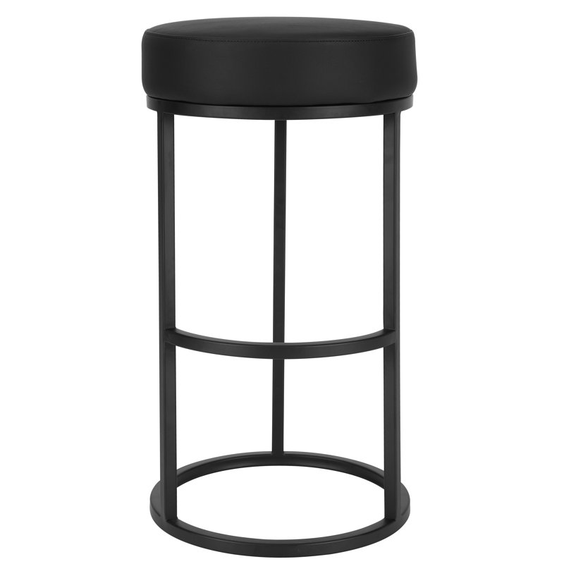 Tabouret de bar 30 po Stan, Cuir véritable noir