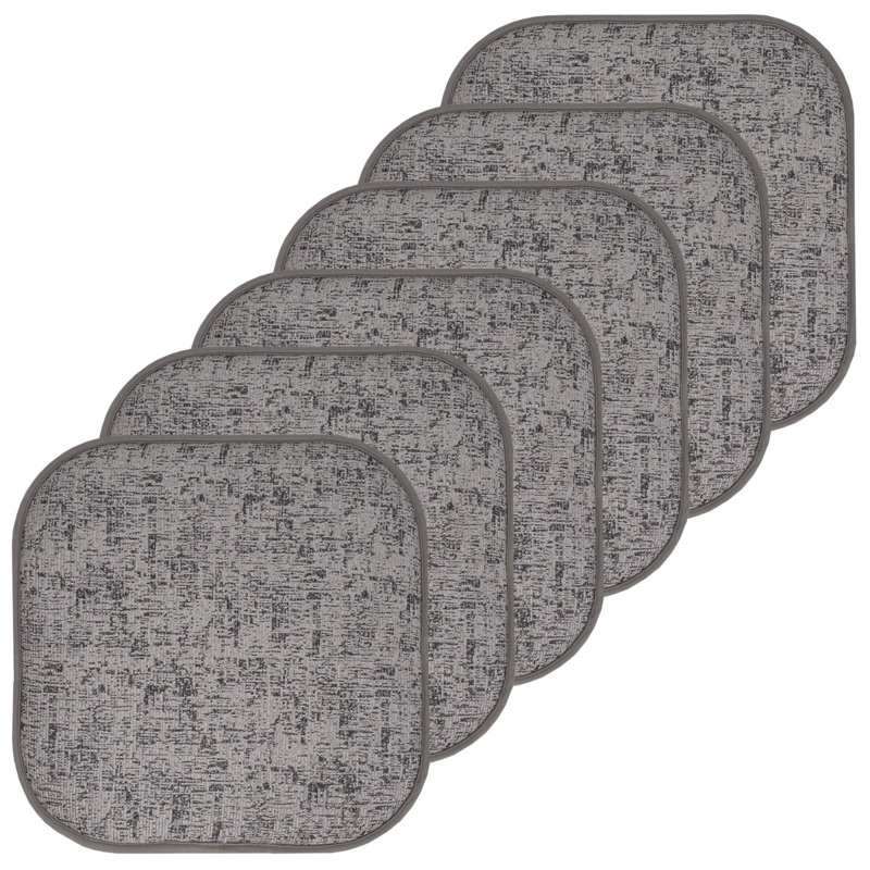 Broadway Memory Foam No Slip Back 16" x 16" Chair Pad Cushion, Gray/Black, 6
