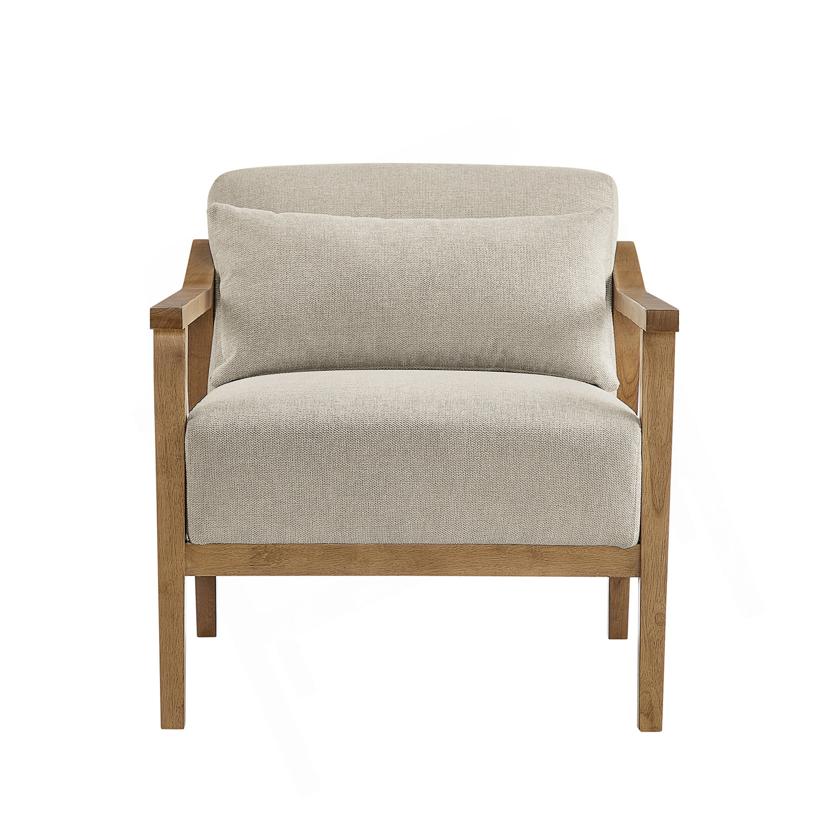 Rayn Solid Wood Upholstered Accent Chair, Natural Oat Performance Weave