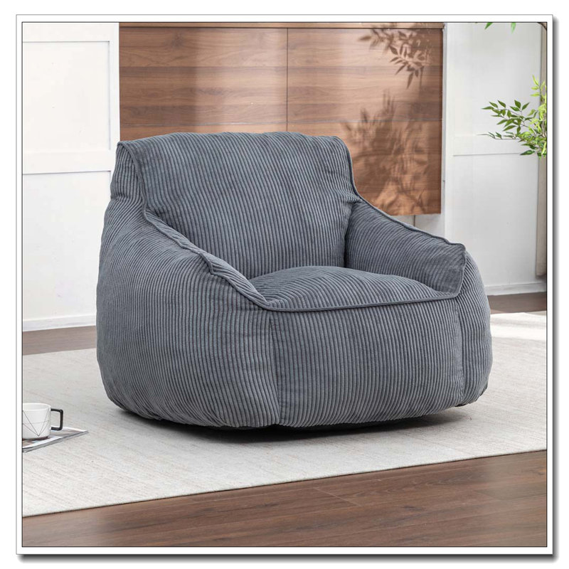 Grand fauteuil à billes en velours côtelé avec accoudoirs Comfy, Gris foncé