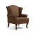 Duward Brown Linen Upholstered Wingback Accent Chair with Rolled Arm and Solid Wood Leg-1428201039