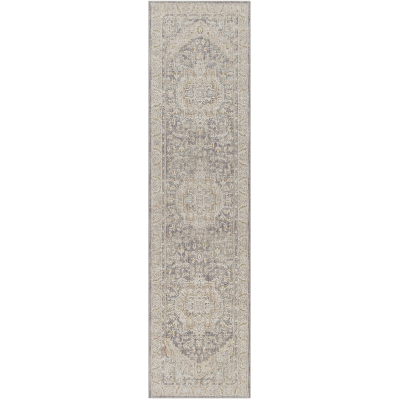 Tapis bleu / gris Conlan, Tapis de couloir 2 pi 6 po x 10 pi