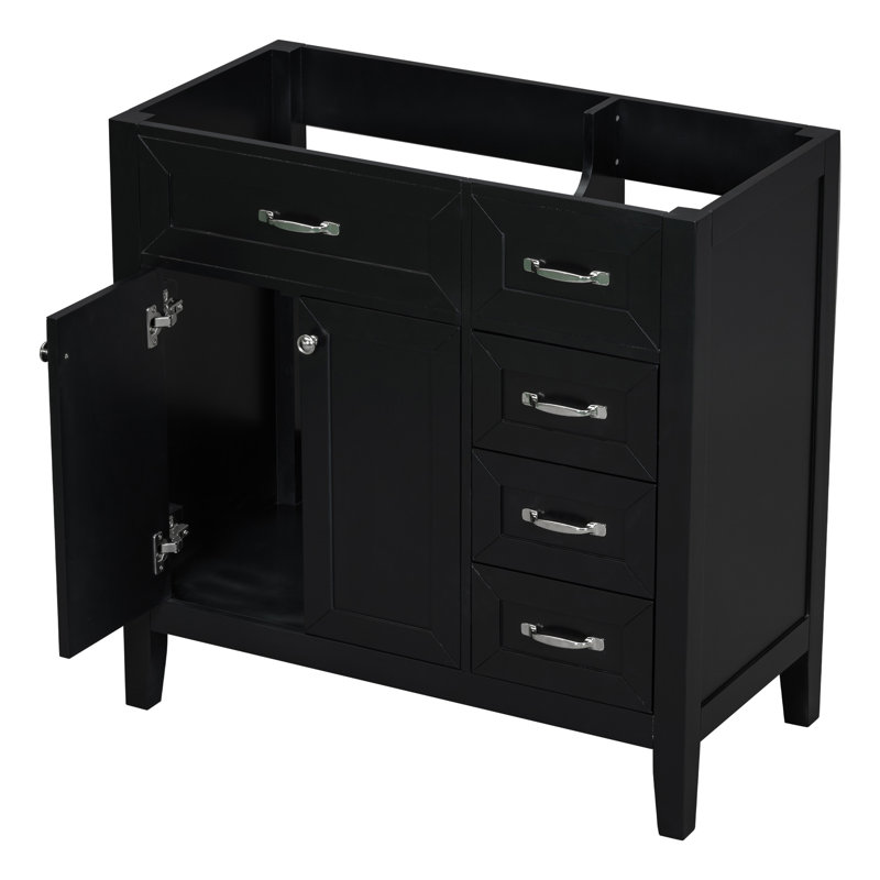 Meuble-lavabo 36 po sans lavabo, Black, Silver