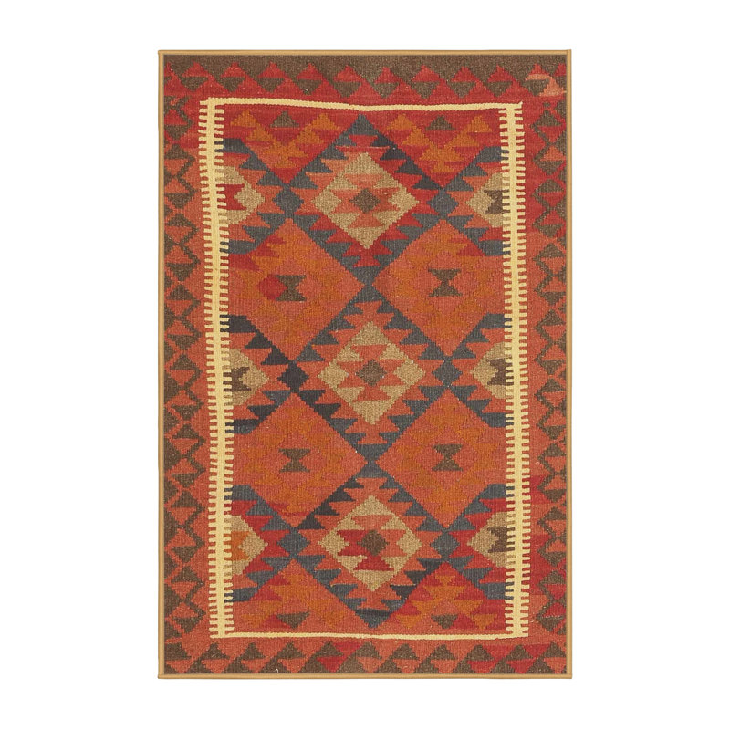 Tapis noir/orange/beige contemporain Gero, Rectangle 8 pi x 12 pi