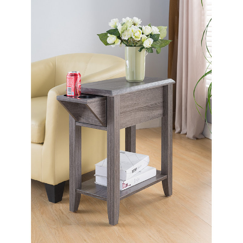 Tollett End Table with Storage, Gray