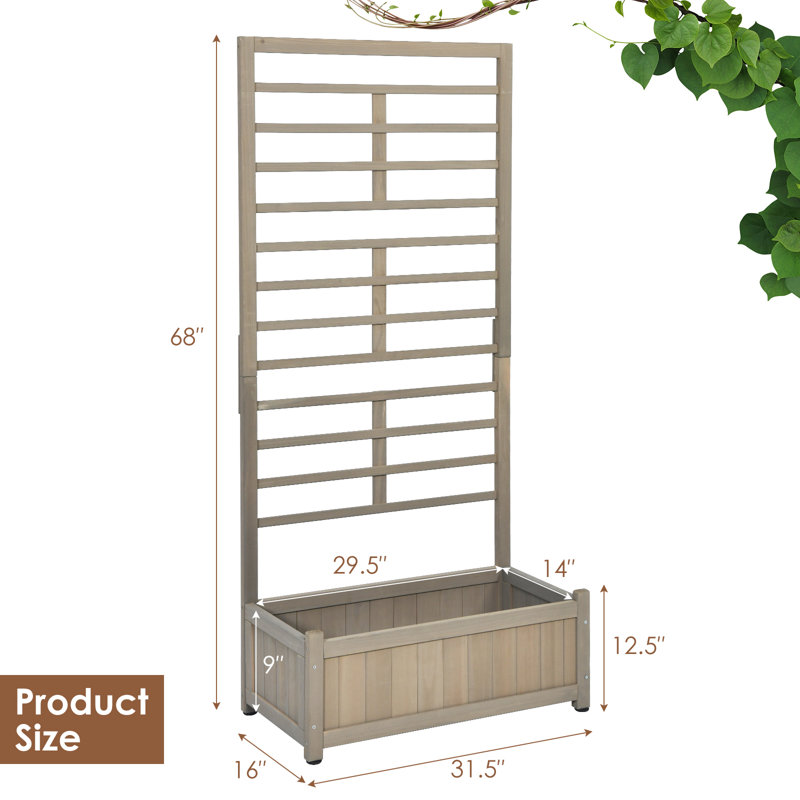 Boîte à fleurs en bois avec treillis