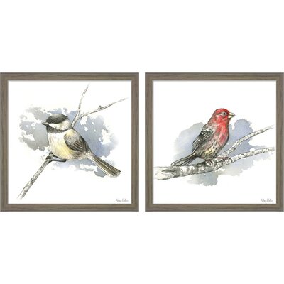 Birds & Branches - Chickadee & House Finch By Kelsey Wilson, Framed Art (Set Of 2) -  Red Barrel Studio®, 30D96596D6894309AECD73DC71DD9E27