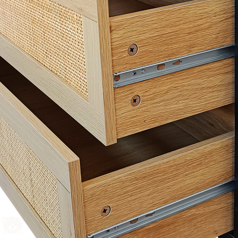 6-Drawers Rattan Storage Cabinet Rattan Drawer, 29.72" H x 51.18" W x 15.75" D , Black