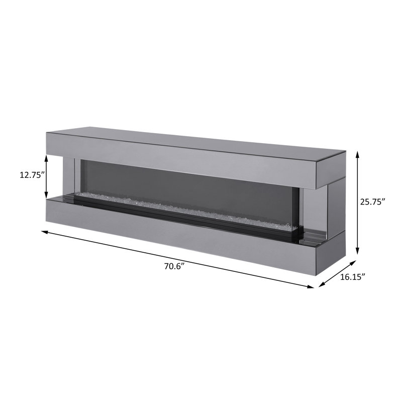 Meuble télé 71 po avec miroir visuel, Gris