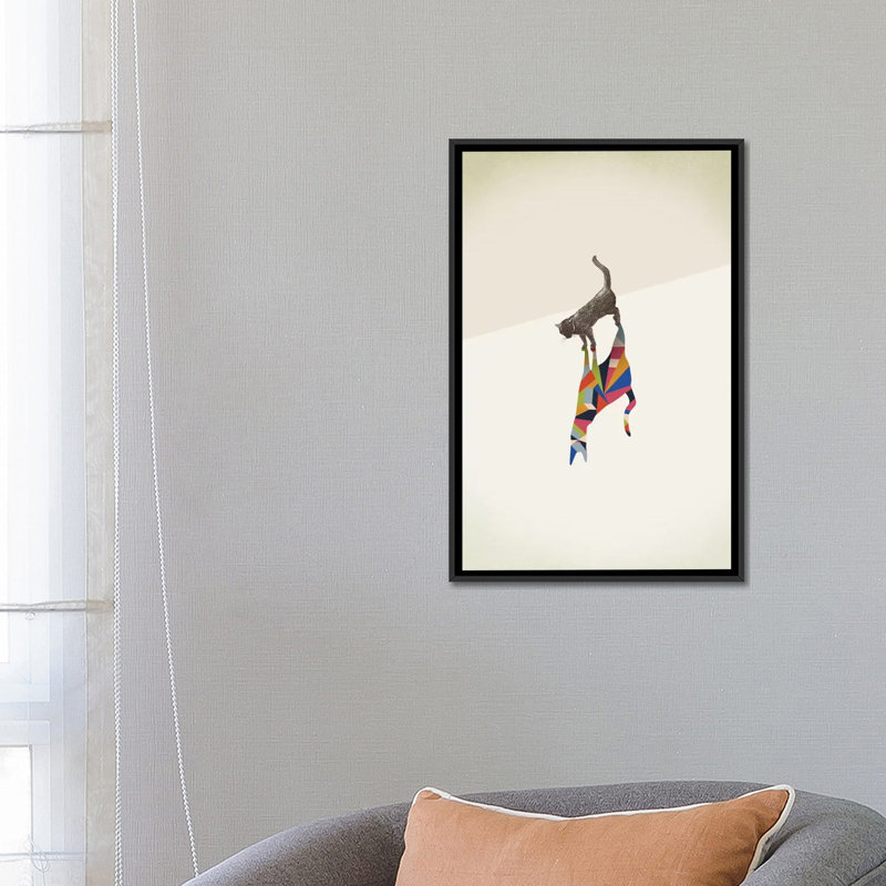 « walking shadow cat i », impression sur toile tendue, Toile avec cadre noir, H 26 po x l 18 po x P 1,5 po