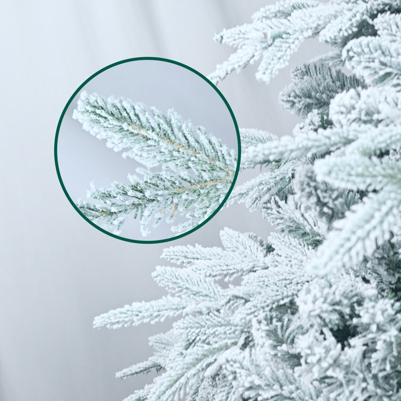 Arbre de Noël artificiel enneigé 4 pi avec 150 lumières blanc chaud et branches en fil mémoire, H 4 pi, Blanc