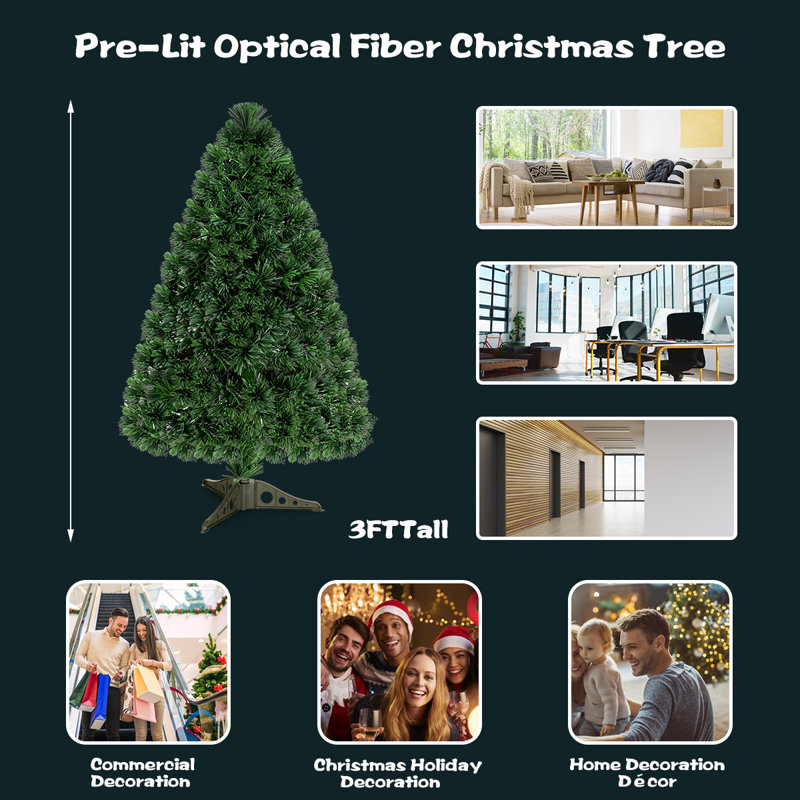3' H Lighted Artificial Pine Christmas Tree