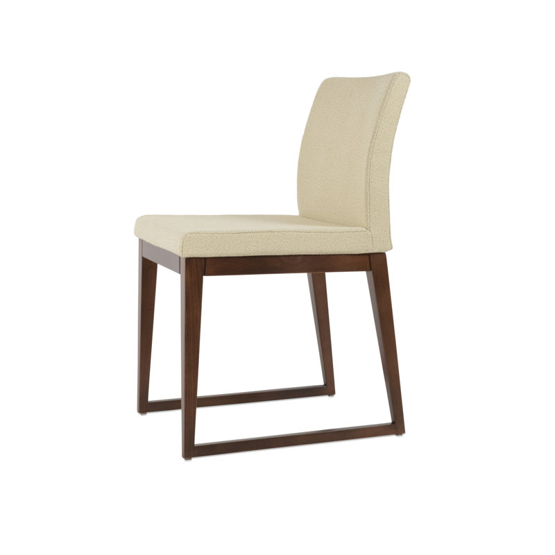 Aria Sled Wood Dining Chair, Beige Boucle