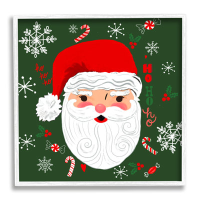 Ba-855-Framed " Jolly Santa On Green " by Sharon Lee