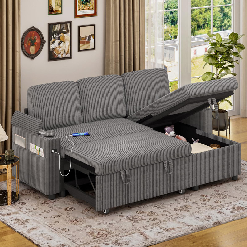 3 Seater Sofa & Chaise, Grey Velvet