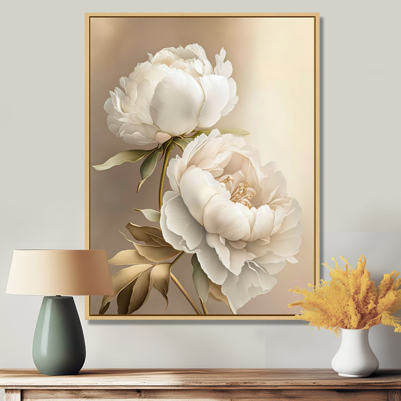Fleur de pivoine II - pivoines, art mural, H 40 po x l 30 po, Toile tendue