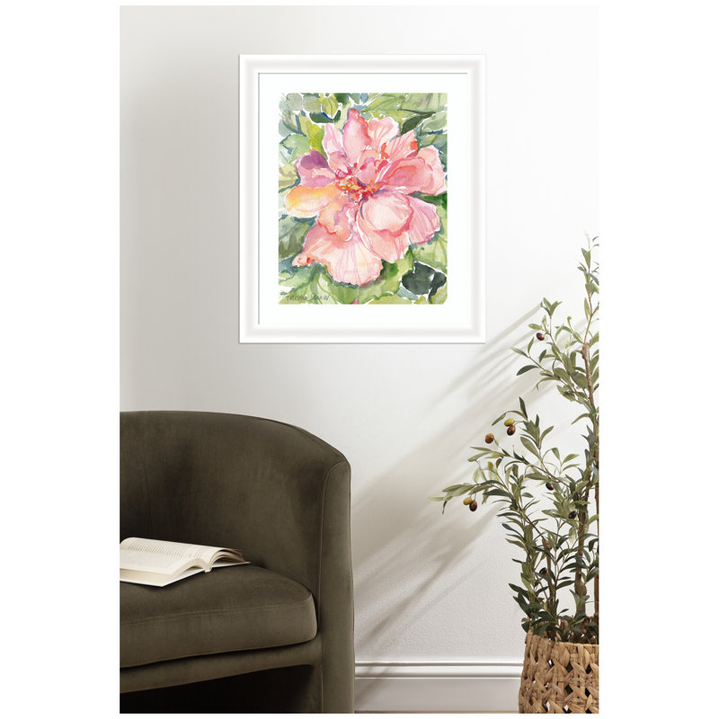 «Pink Hibiscus In Antigua» par Patricia Shaw, reproduction d'art encadrée