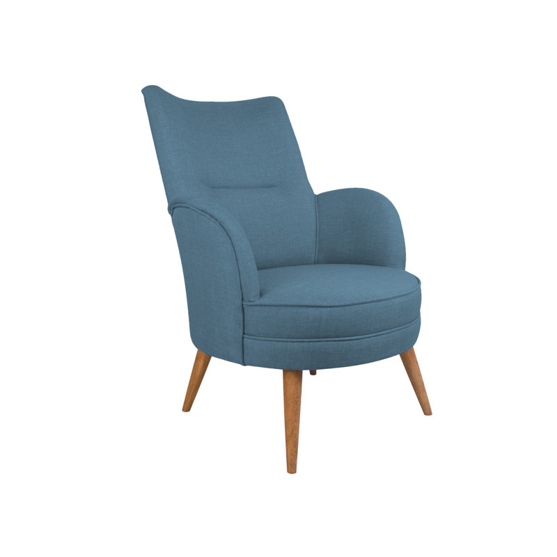 Fauteuil à oreilles Elegant, bleu sax, 27,6 po x 37,4 po x 33,5 po | Structure en bois massif, tissu 100% polyester, 32 mousses en mousse pour plus de confort | Facile à nettoyer, conception élégante pour la vie moderne et les hôtels